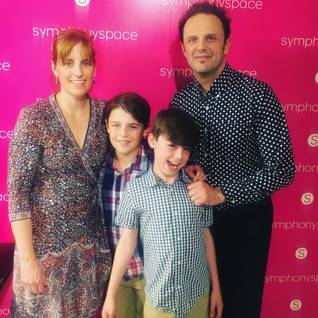 Mark Erelli with his wife Polly and two sons at the Independent Music Awards in June 2019